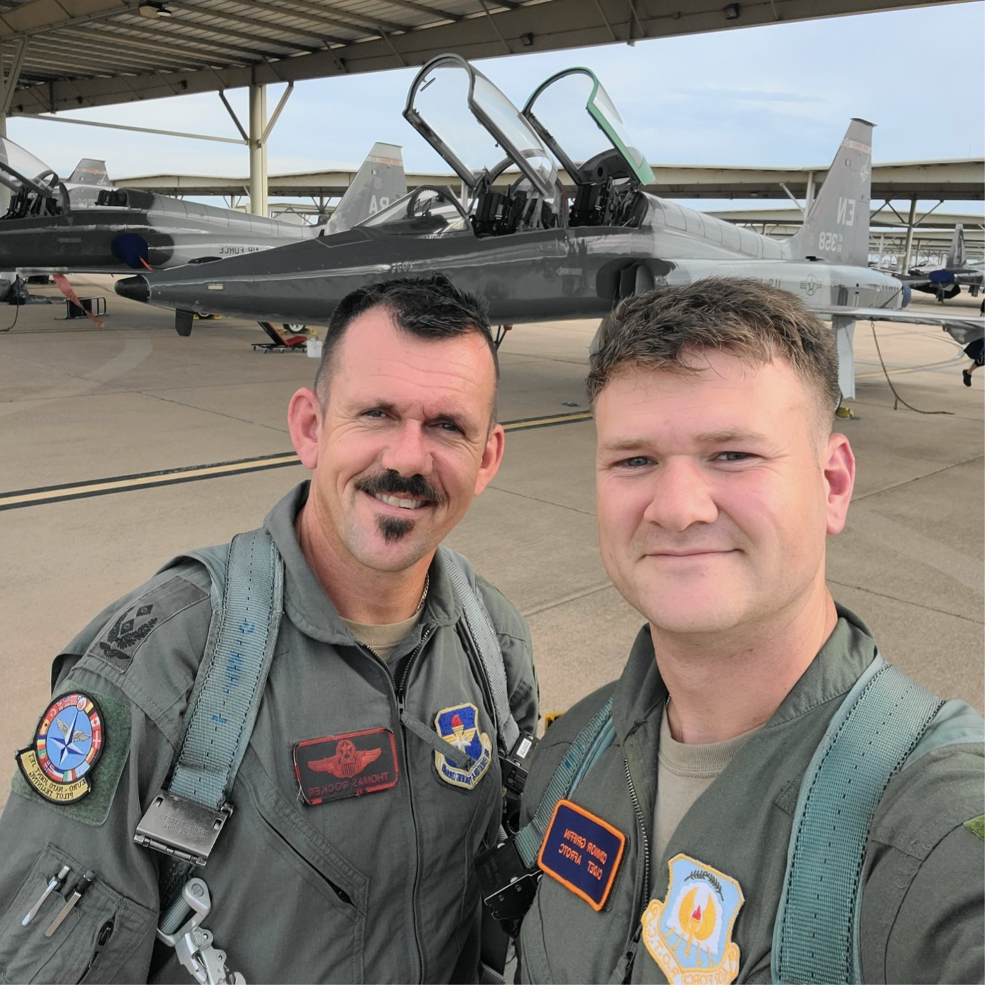 Griffin with Thomas Rocker, a German Lieutenant Colonel and the Director of Operations for the Introduction to Fighter Fundamentals course at ENJJPTasrocker